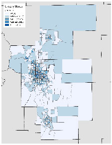 Example of the resulting map by tract for grocery stores and supermarkets
