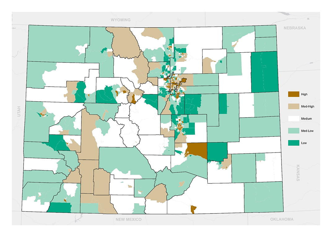 Example 1 of the resulting map by tract for Colorado