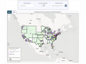 Screenshot of NCI Catchment Area application